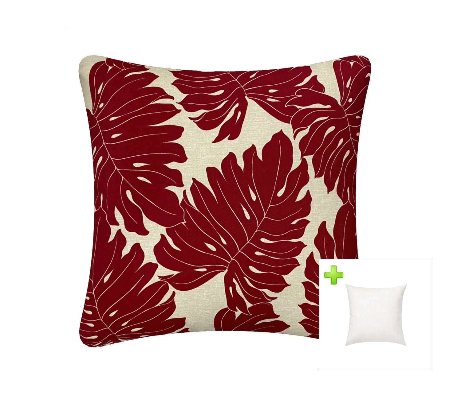 FBTS Prime Outdoor Pillows with Insert Red Leaves Patio Accent Throw