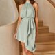 thumbnail image 5 of Vestido Corto Sin Mangas con Dobladillo Asimétrico De Verano para Mujer (Verde),XL, 5 of 6