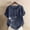 Navy, variant on Women Linen Short Sleeve Button Up Crew Neck Shirt Fashion Plants Graphic Blouse Ladies Summer Casual Tops