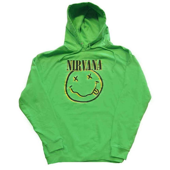 Nirvana Unisex Pullover Hoodie Sweatshirt Inverse Happy Face (Green)