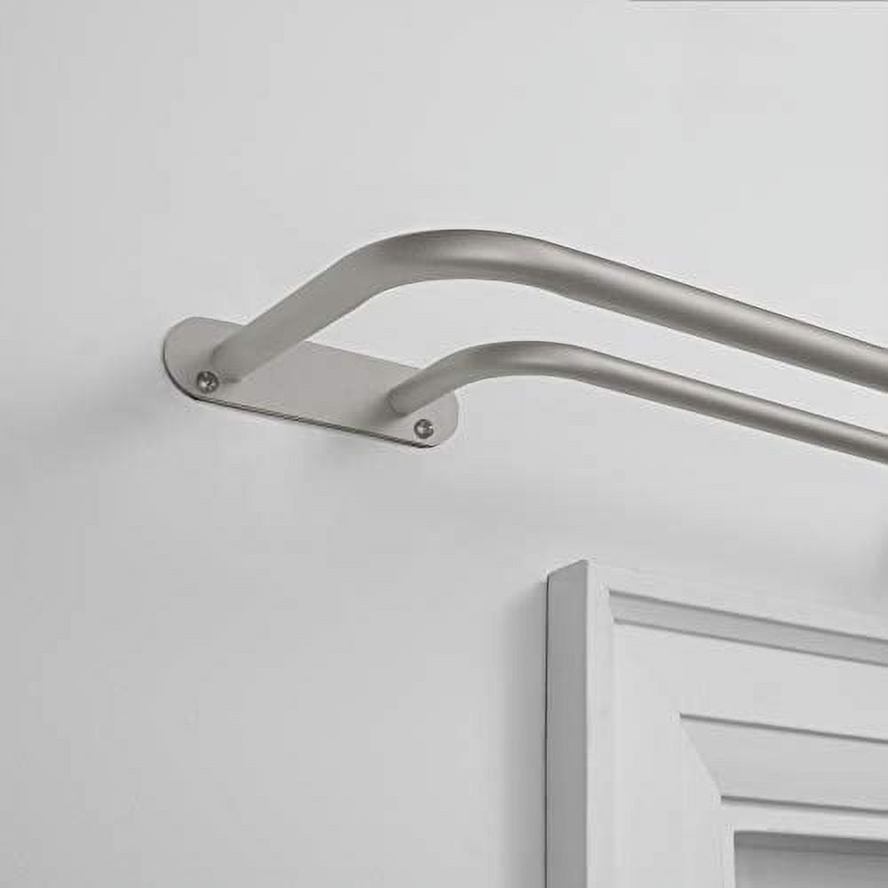 Exclusive Home Fetter Wrap Around Double Curtain Rod, Matte Silver, 52"-72"