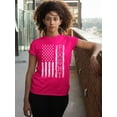 thumbnail image 3 of Breast Cancer Support Pink Ribbon Fight US Flag Unisex Men's T-shirt, S, Cyber Pink, 3 of 5
