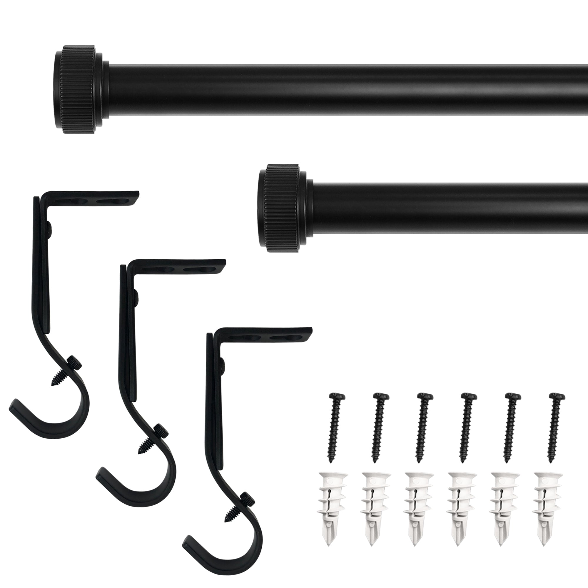 1" Lined Cap Rod Matte Black 50"-144"