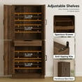 thumbnail image 2 of Homieasy 71'' Tall Farmhouse Pantry Cabinet 2 Piece Set, 6-Tier Pantry with Doors, Drawers & Adjustable Shelves, Retro Brown, 2 of 10