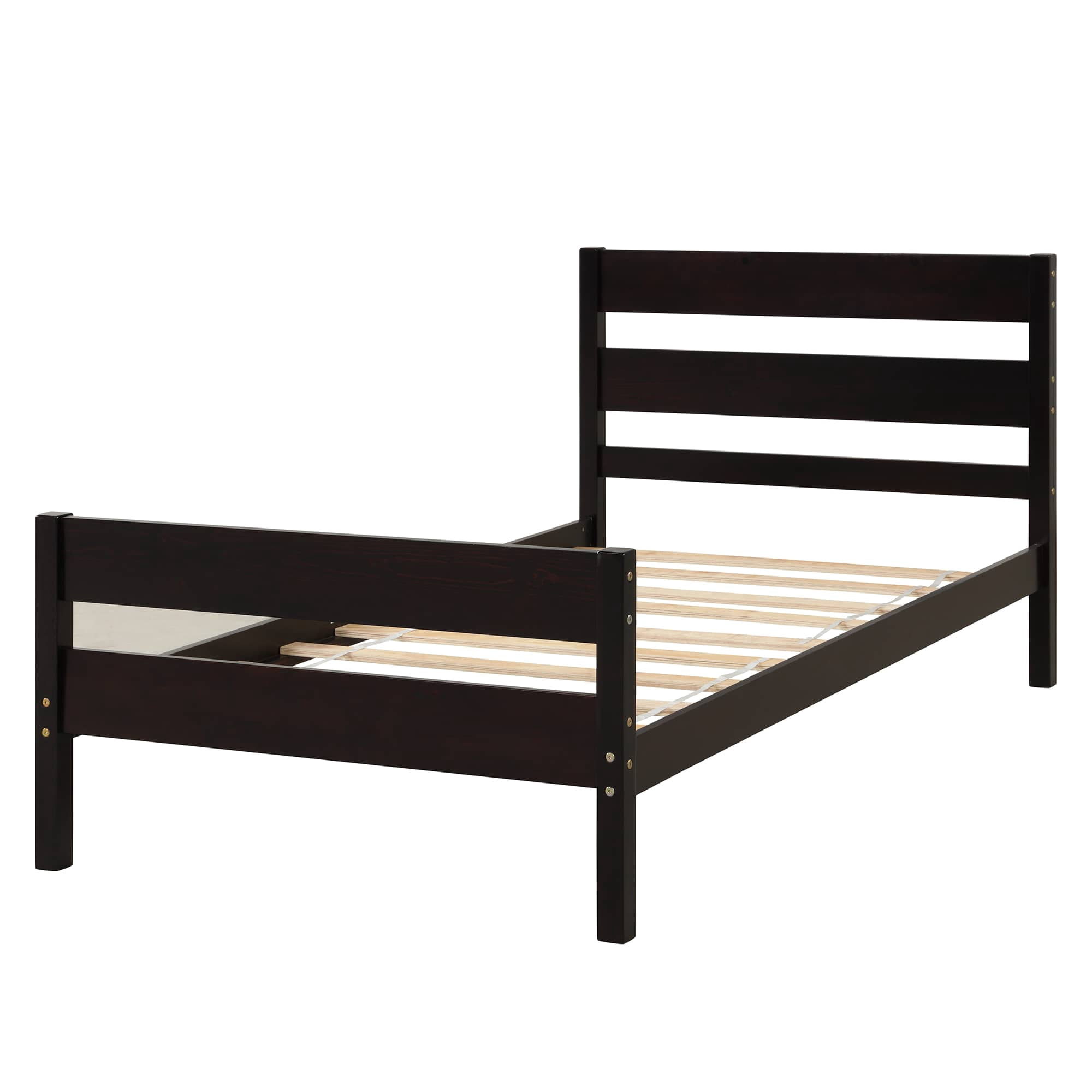 MAYEERTY Twin Bed Frame with Headboard and Footboard for Adult, Espresso