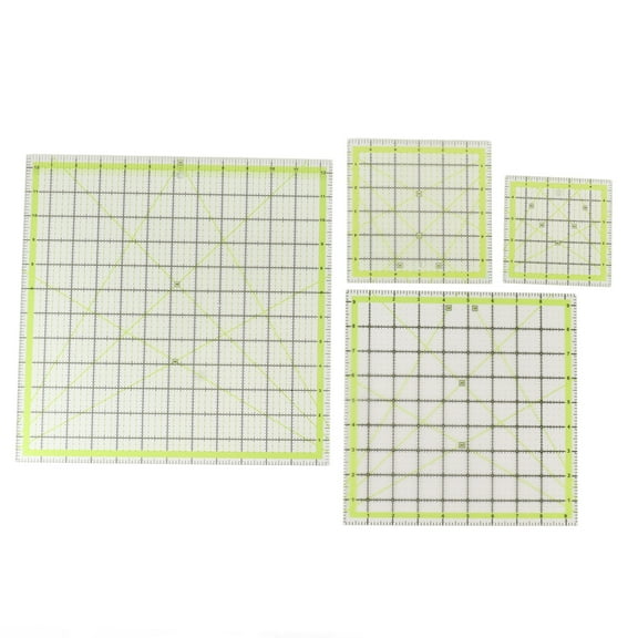 4pcs Quilting Rulers, Acrylic Quadrate Grid Lines Double Color Clear Fabric Cutting Rulers Quilters Rulers for Quilting Sewing Measuring Drafting And Crafts