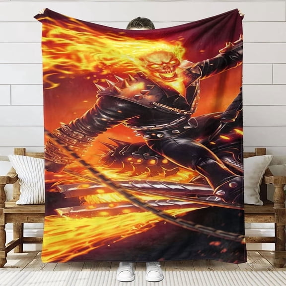 Ghost Rider Anti Pilling Flannel Blanket Gifts for Fans Lover Girls Boys Women Present Hoodie Him Bed 60"x80"
