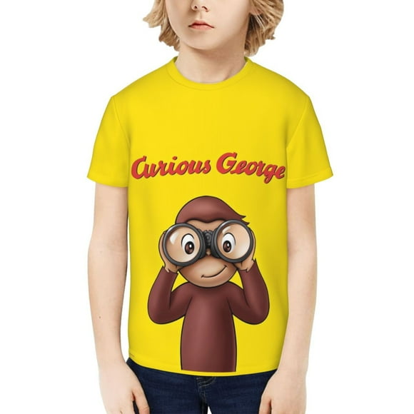 Curious George Kids Tshirt Short Sleeve Crewneck T-Shirts Boys Girls 3D Cartoon Casual Shirts