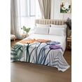 thumbnail image 2 of Blue Purple Tulip Full Size Flat Sheet, Wrinkleproof & Fadeproof Cooling Flat Bed Sheet Only, Orange Brown Floral Aesthetics Plant Breathable Soft Bedding Top Sheets 81 x 96 Inches, 2 of 8