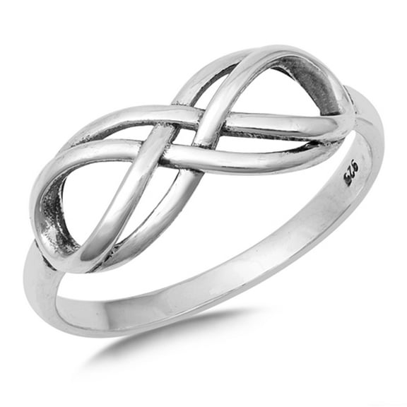 Double Infinity Knot Promise Ring .925 Sterling Silver Band Jewelry Female Male Unisex Size 12