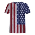 thumbnail image 4 of Pompotops Mode Femmes Col Rond Casual Manches Courtes Drapeau Américain Tops T-shirt Chemisier, 4 of 5