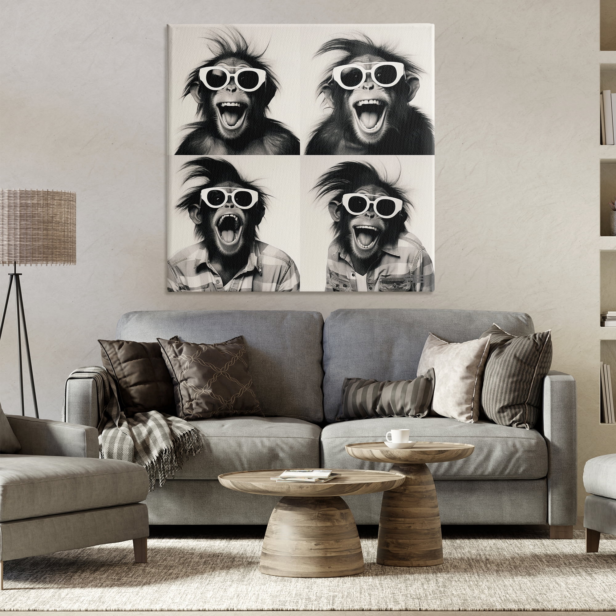 Stupell Industries Fun Sunglasses Monkey Animals Painting Wrapped Canvas Art Print Wall Art, 36 x 36