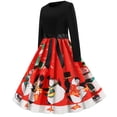 thumbnail image 1 of Fankiway Robe Vintage Rockabilly Patchwork pour Femmes Robe de Fête de Noël avec Nœud, 1 of 6