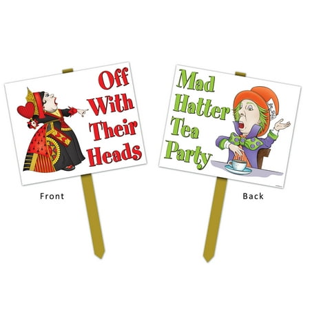 Pack of 6 Alice in Wonderland Party Sign Outdoor Decorations