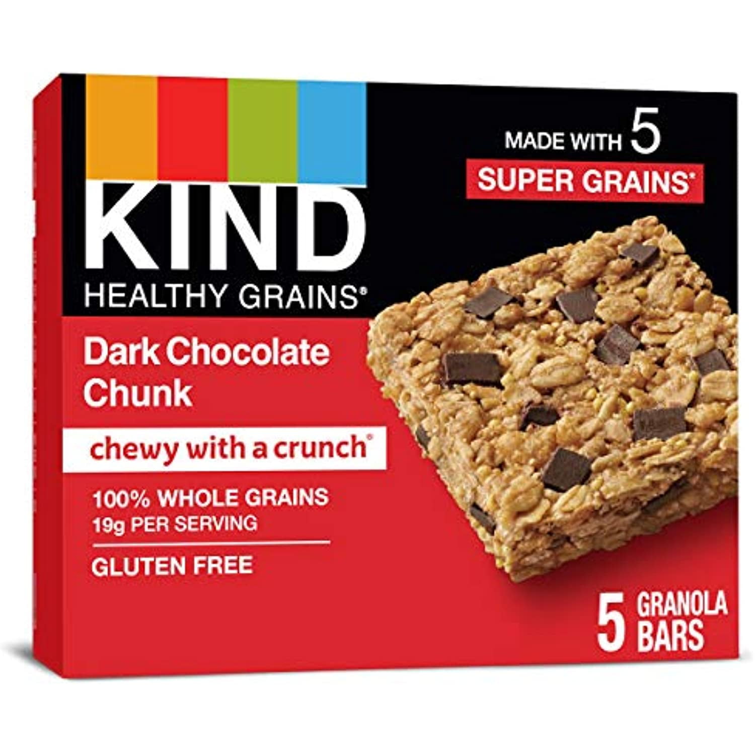 Kind Healthy Grains Bars Dark Chocolate Chunk Gluten Free, 1.2 Oz, 5