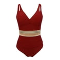 thumbnail image 3 of WILLBEST Trajes de Baño Para Mujer, Traje de Baño Sexy Con Cuello En V, Traje de Baño de Playa Acolchado Con Bloques de Color, 3 of 5