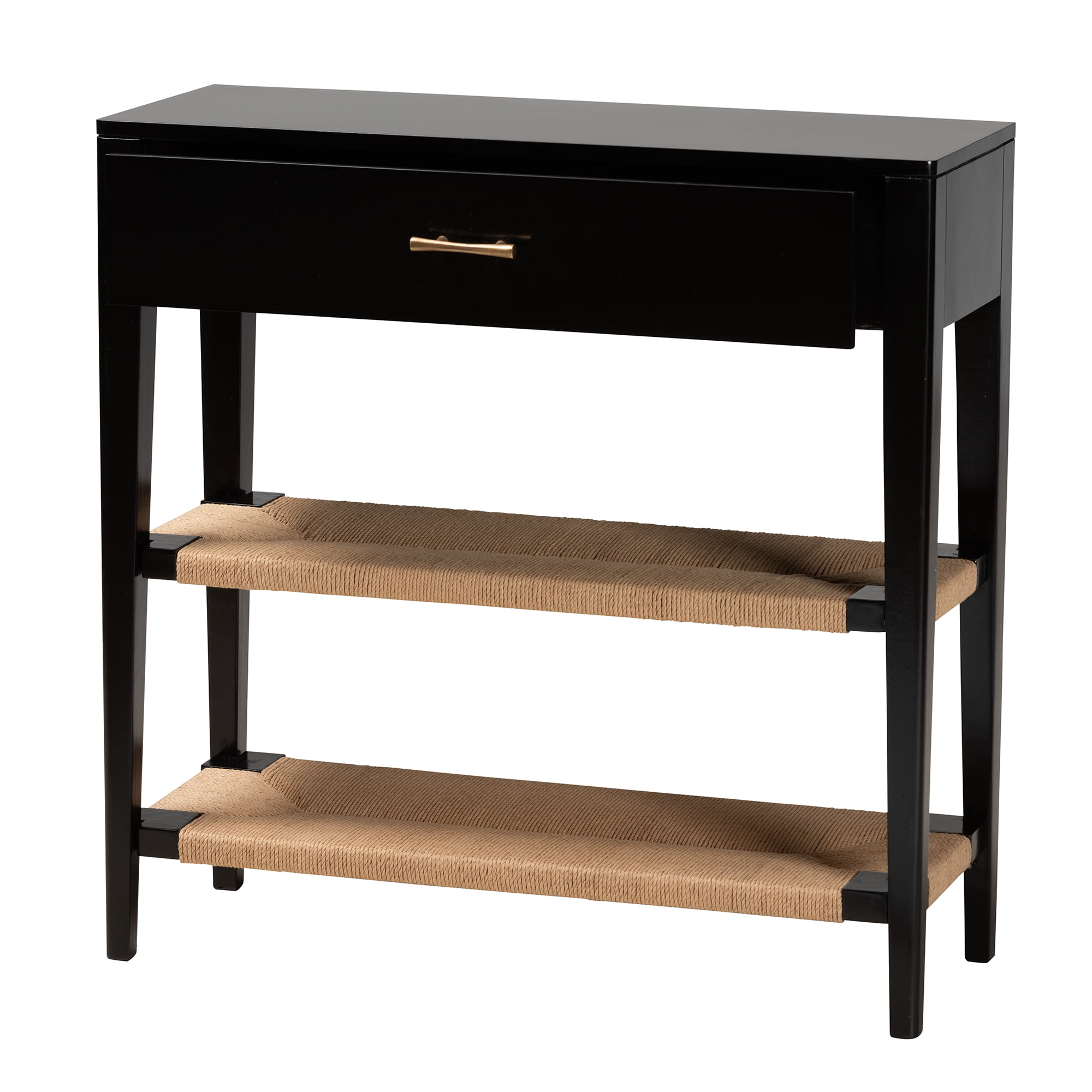 bali & pari Freya Bayur Wood BOHO Console Tables, Black