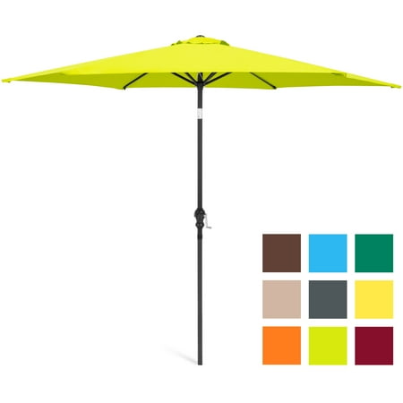 Best Choice Products 10-foot Outdoor Table Compatible Steel Polyester Market Patio Umbrella with Crank and Easy Push Button Tilt, Light