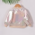 thumbnail image 4 of Wancir Metallic Bomber Jacket for Girls Zip Up Cropped Jacket Sparkly Lightweight Coat Windbreaker with Pockets, 4 of 8