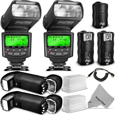 Altura Photo Studio Pro Flash Kit for Canon DSLR Bundle with 2pcs E-TTL Flash AP-C1001, Dual Wireless Flash Trigger Set and (Best Lightning Trigger For Canon)