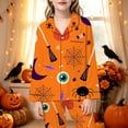 thumbnail image 2 of RUTAYY Girls Pajama Set Halloween Cute Graphic 2 Piece Sleepwear Long Sleeve Notch Neck Kids Evening Relax Wear Orange, 2 of 5