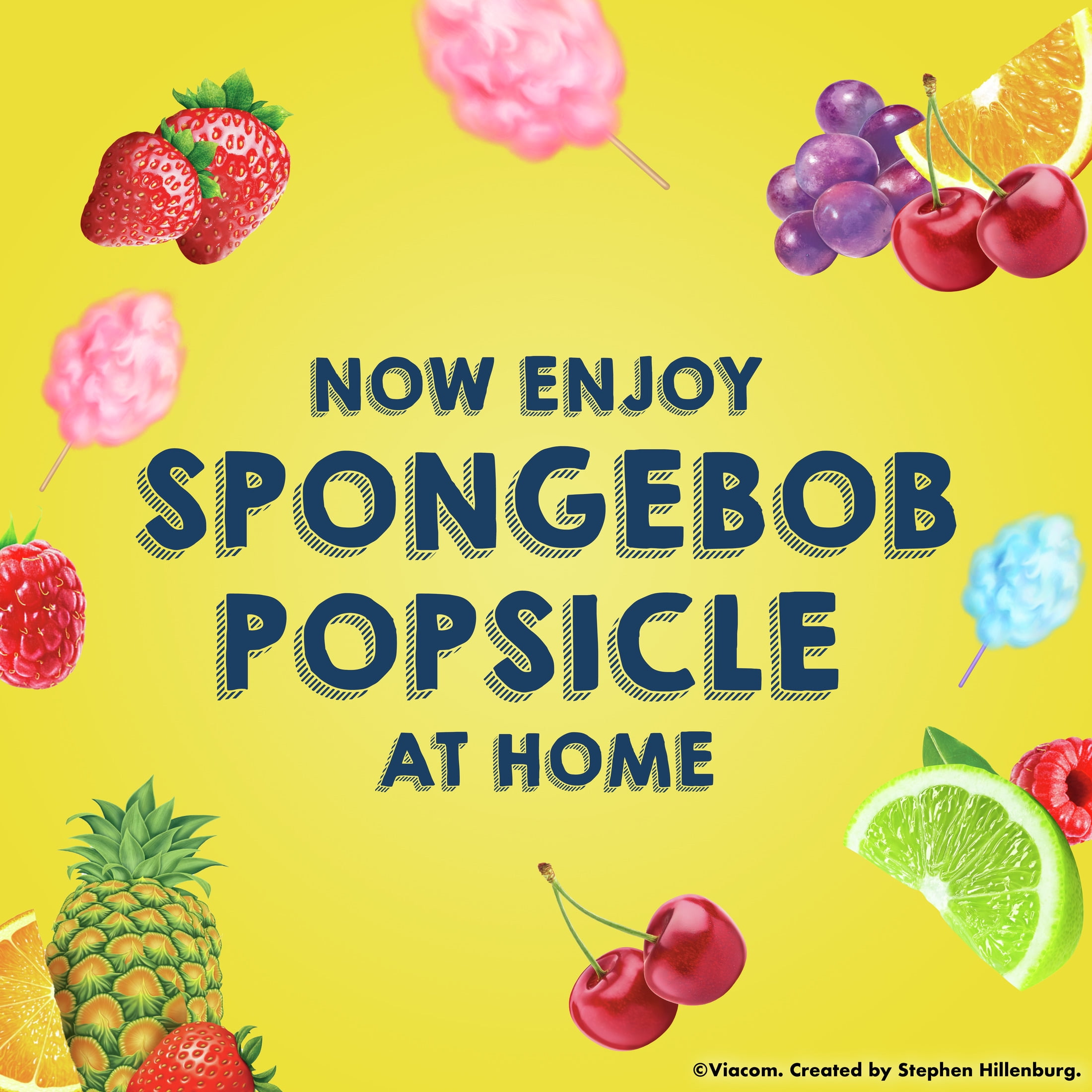 Popsicle SpongeBob SquarePants Fruit Punch and Cotton Candy Colors from Natural Sources Frozen Dessert Bars, 6 Count