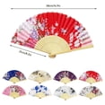 thumbnail image 3 of Antique Folding Fan With Exquisite Cherry Colored Ding Cloth Fan And Hollowed Out Packaging Box Birthday Decorations Set, 3 of 4