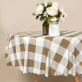 thumbnail image 2 of Lfeey Round Tablecloth, Waterproof Wipeable Polyester Tablecloth for Restaurant Outdoor Picnic, 70 inch, Brown Checkered, 2 of 6