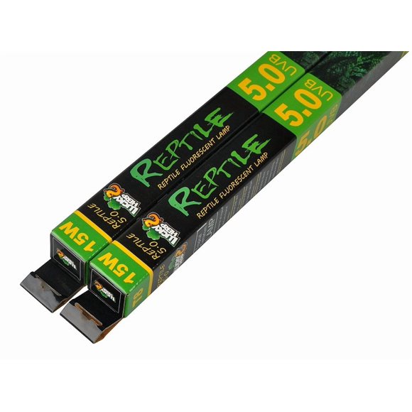LUCKY HERP 5.0 UVB Fluorescent Tube Terrarium Lamp for Tropical Reptiles - T8,15 Watts,18 Inches (2-Pack)