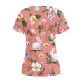 thumbnail image 4 of KDDYLITQ Easter Scrub Tops Women Short Sleeve Egg Rabbit Graphic Stretch Working Uniform V Neck Carrots 2026 Nurse Uniform with Pockets Light Gray 4XL, 4 of 4