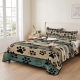 thumbnail image 2 of Full Quilt Set 78''x90'', Black Paw Print Lightweight Summer Bedspread Coverlet Set with 2 Pillow Shams, Farmhouse Vintage Shabby Wood Grain Breathable All Season Quilt Bedding for Bedroom/Guest Room, 2 of 9