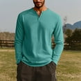thumbnail image 2 of Inglocry Mens Henley Long Sleeve Shirts Fall Lightweight Sweatshirts Casual V Neck Slim Fit Pullover T-Shirt Turquoise L, 2 of 4