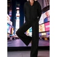 thumbnail image 2 of Grey V-Neck Wide-Leg Pants Set - Loose Long-Sleeved Blazer And Pants, Anti-Wrinkle For Both Office And Casual Wear, Machine Washable, Spring-Autumn Business Attire, Christmas Gift, 2 of 3
