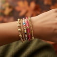 thumbnail image 2 of Dainty Cross Clover Gold Beaded Pearl Bracelet Stack for Women,Handmade Boho Gold Plated Beads Stretch Stackable Bracelets Fashion Birthday Prom Jewelry Accessories Gift Friendship, 2 of 7