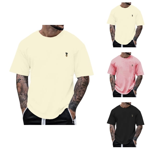 T Shirts for Men 2026 Summer Casual Short Sleeve Crewneck Pineapple Printed Tee Shirt Streetwear