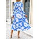 thumbnail image 2 of Vestido PRETTYGARDEN Azul Blanco Acuarela Cuello en V Manga Larga, 2 of 9