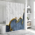 thumbnail image 6 of Blue Gold Marble Shower Curtain, Waterproof Shower Curtains for Bathroom, Modern Abstract Marble Crack Texture Washable Fabric Bathtub Curtain Set Bath Decor with 12 Hooks Standard 72"x72", 6 of 8