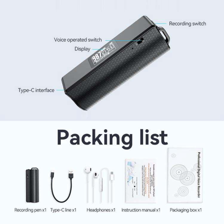 Voice Recorder, 128GB Magnetic Audio Recorder, 600 Hours Continious Recording with Long Battery Life,HD Noise Reduction,Voice Activation, Audio Recorder for Meetings,Lectures,Interviews