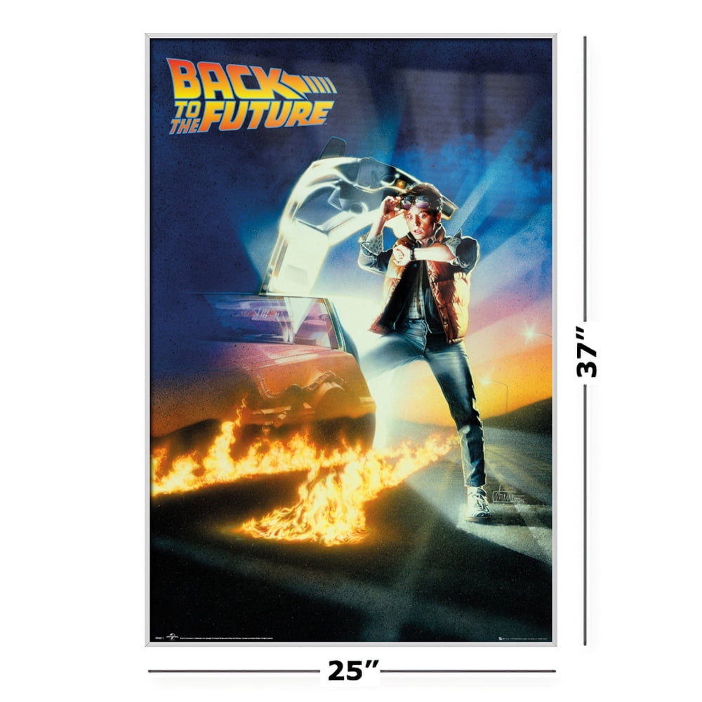 Back To The Future - Framed Movie Poster (Regular Style - Version 2) (24" X  36") (Shiny White Aluminum Frame) - Walmart.com