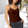 thumbnail image 2 of BILIKEYU Summer Tank Tops Cami Shirts,&nbsp;Double Lined Adjustable Spaghetti Strap Basic Women's Sleeveless Fitted Y2K Going Out, Brown, 2 of 4