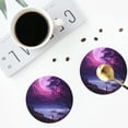 thumbnail image 4 of Yiaed Purple Moon Tree Night Sky Print Leather Coasters for Drinks - Cup Coasters Coffee Table Kitchen Table Bar, Home & Office Gifts Handmade Drink Coasters-Round Shape, 4 of 6