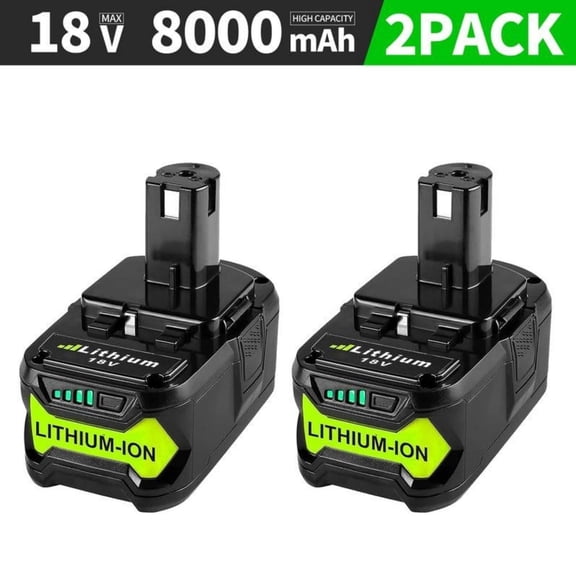 2 Packs 8.0Ah High Capacity Replacement for Ryobi 18v Battery P108 P104 P105 P102 P103 P122 P109 Li-ION Compatible with Ryobi 18V ONE System Cordless Power Tools and Charger