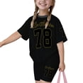 thumbnail image 4 of Ruiwill Big Girls Outfit Set Size 9-10 Years Letter Print Short Sleeve Crewneck Tops With Shorts Set Summer School Casual Soft Girls Outfit Black, 4 of 4