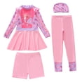 thumbnail image 3 of HUAXUN Swimsuit for Girls 4 Piece Swim Set,Long Sleeve Rash Guard Top & Detachable Long/Short Swim Pants with Cap, UPF Sun Protective Swimwear(Pink2,10-12 Years), 3 of 4