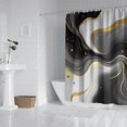 thumbnail image 2 of Black and Gold Marble Glitter Splashes Pattern Shower Curtain 72"x72" ,Bathroom Decorative Shower Curtains Set with 12 Hooks,Modern Waterproof Washable Shower Curtain, 2 of 6