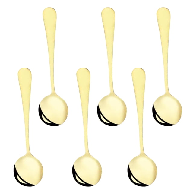 Cucharas de sopa, cucharas redondas, cucharas grandes de acero inoxidable, juego de 6