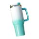 thumbnail image 4 of Vaso con asa de 40, taza térmica reutilizable a prueba de fugas, taza para beber, Taza de Viaje de café, taza de café helada para gimnasio, deportes blanco y verde, 4 of 9