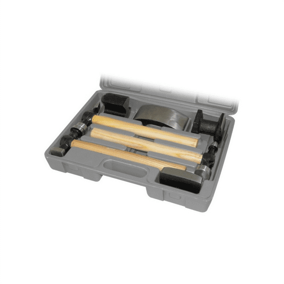 AES Industries 2720 7-Piece Hammer and Dolly Set, Cast Iron Head, Wood Handle