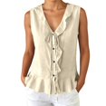 thumbnail image 5 of Fgnfyis Womens Tank Tops Sleeveless Ruffle Vest Casual Polished Summer Daily Summer Tank Tops for Women Beige XL, 5 of 5