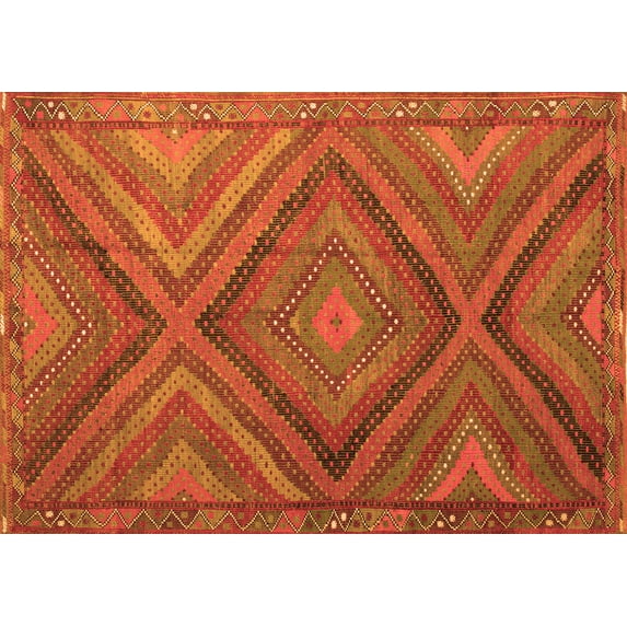 Ahgly Company Indoor Rectangle Southwestern Orange Country Area Rugs, 2' x 4'